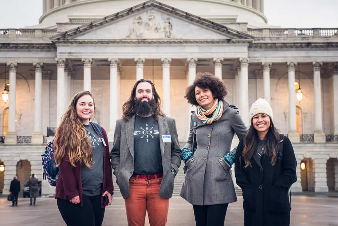 American Hiking NextGen Trail Leaders stand in front of the US Capitol.