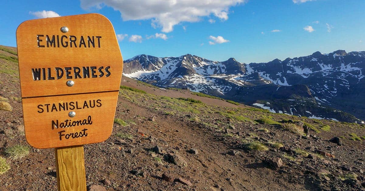 Wilderness Boundary sign for the Emigrant Wilderness Area